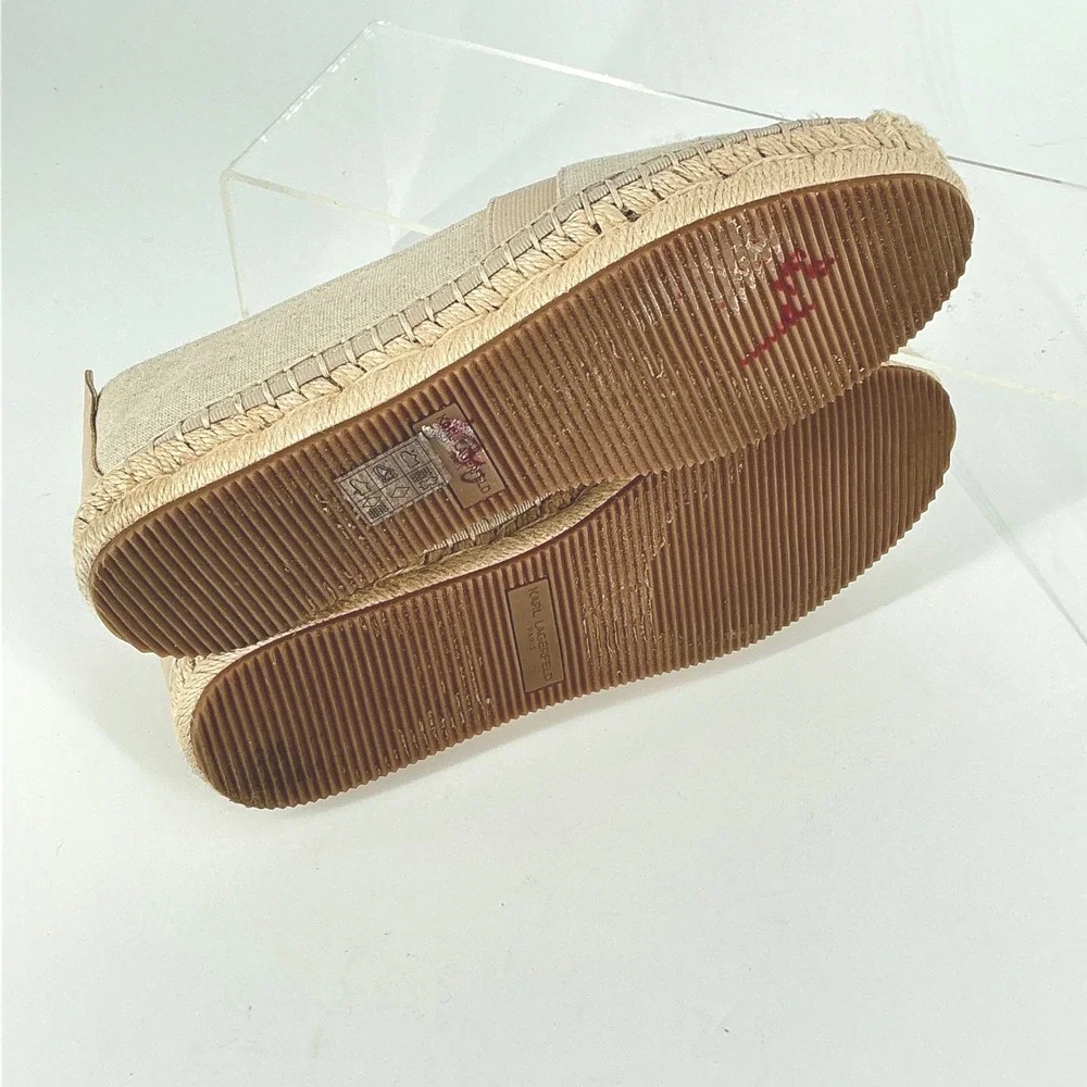 Karl Lagerfeld Paris Size 6 Manika‎ Espadrille Flats Beige Rhinestone Logo